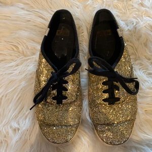Kate Spade x Keds gold glitter shoes